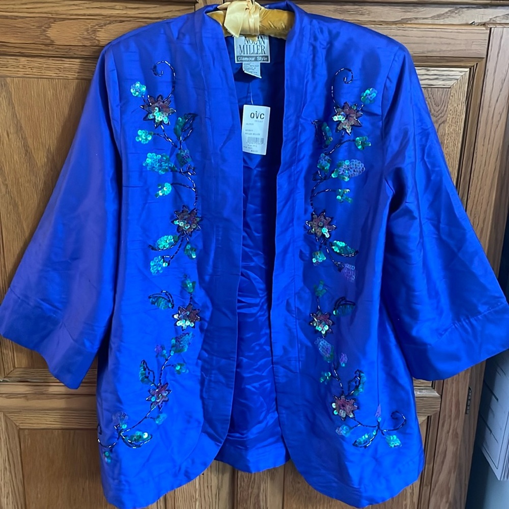 Nolan Miller Glamour Style blue sequin silk blazer
